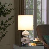 24" Chrome and Faux Crystal Double Orb Table Lamp With White Classic Drum Shade - Homeroots - Flyclothing LLC