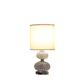 24" Chrome and Faux Crystal Double Orb Table Lamp With White Classic Drum Shade - Homeroots - Flyclothing LLC