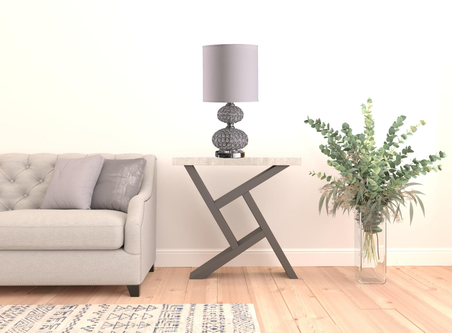 24" Chrome and Faux Crystal Double Orb Table Lamp With White Classic Drum Shade - Homeroots - Flyclothing LLC