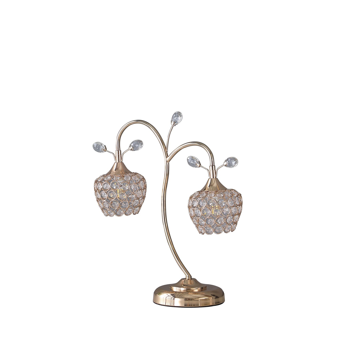 17" Gold Two Light Bedside Table Lamp With Clear Novelty Shade - Homeroots - Flyclothing LLC