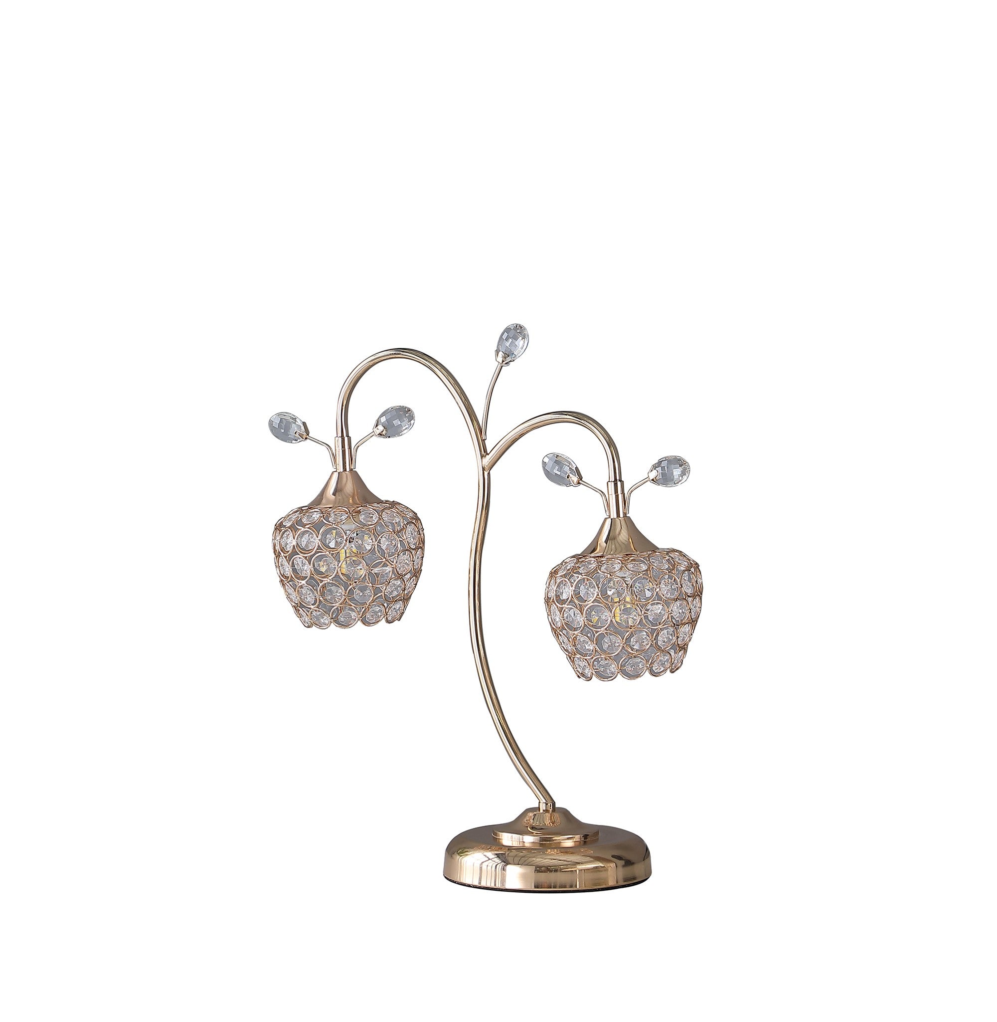 17" Gold Two Light Bedside Table Lamp With Clear Novelty Shade - Homeroots - Flyclothing LLC