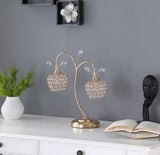 17" Gold Two Light Bedside Table Lamp With Clear Novelty Shade - Homeroots - Flyclothing LLC