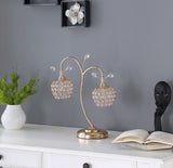 17" Gold Two Light Bedside Table Lamp With Clear Novelty Shade - Homeroots