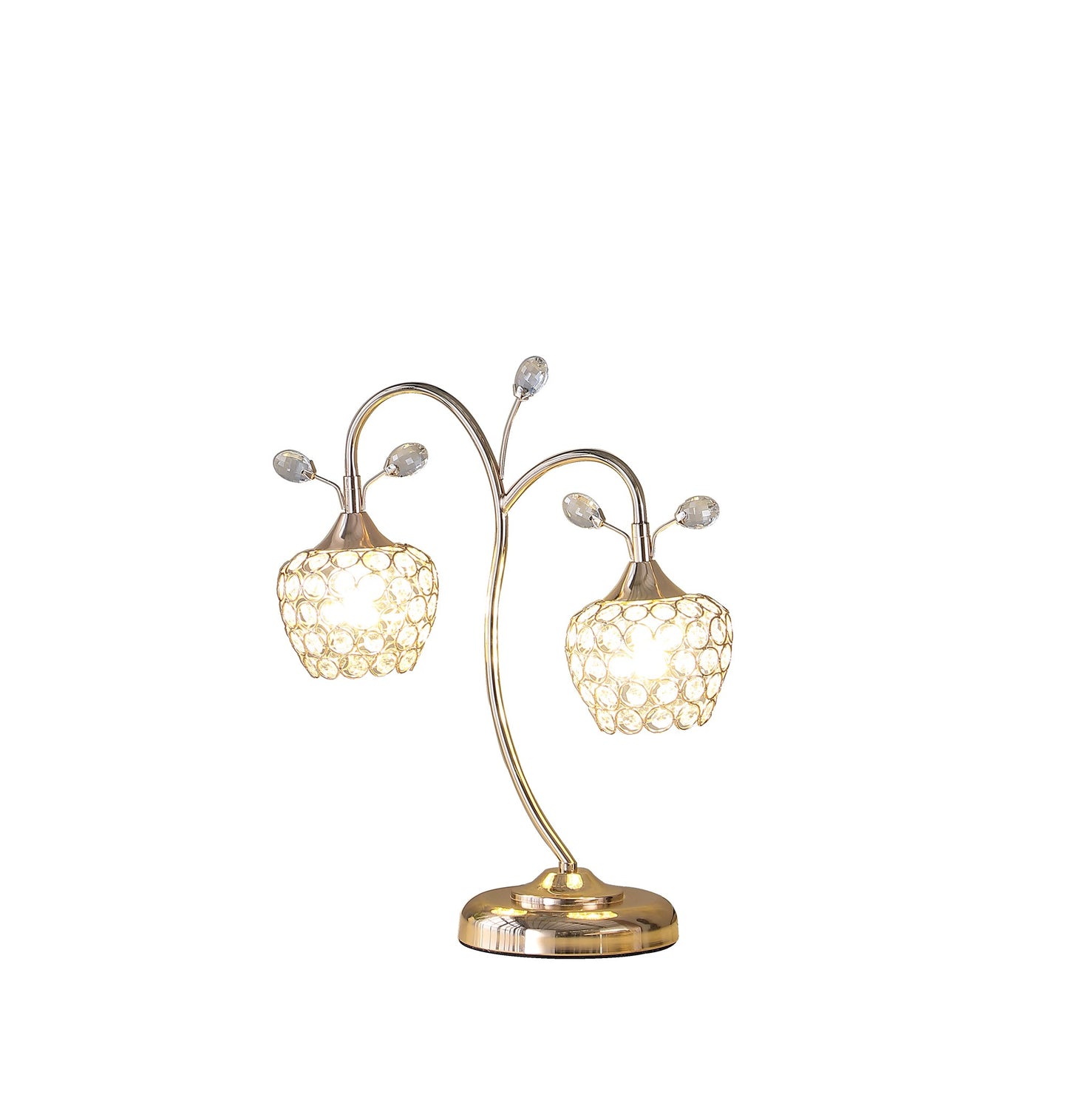 17" Gold Two Light Bedside Table Lamp With Clear Novelty Shade - Homeroots - Flyclothing LLC