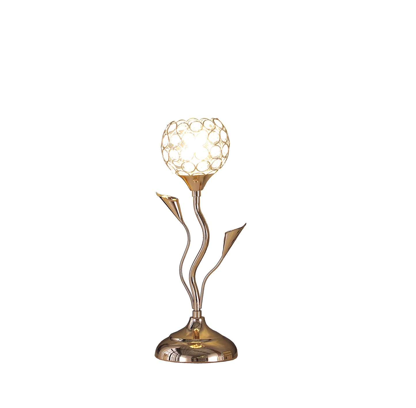 14" Gold Bedside Table Lamp With Clear Novelty Shade - Homeroots - Flyclothing LLC