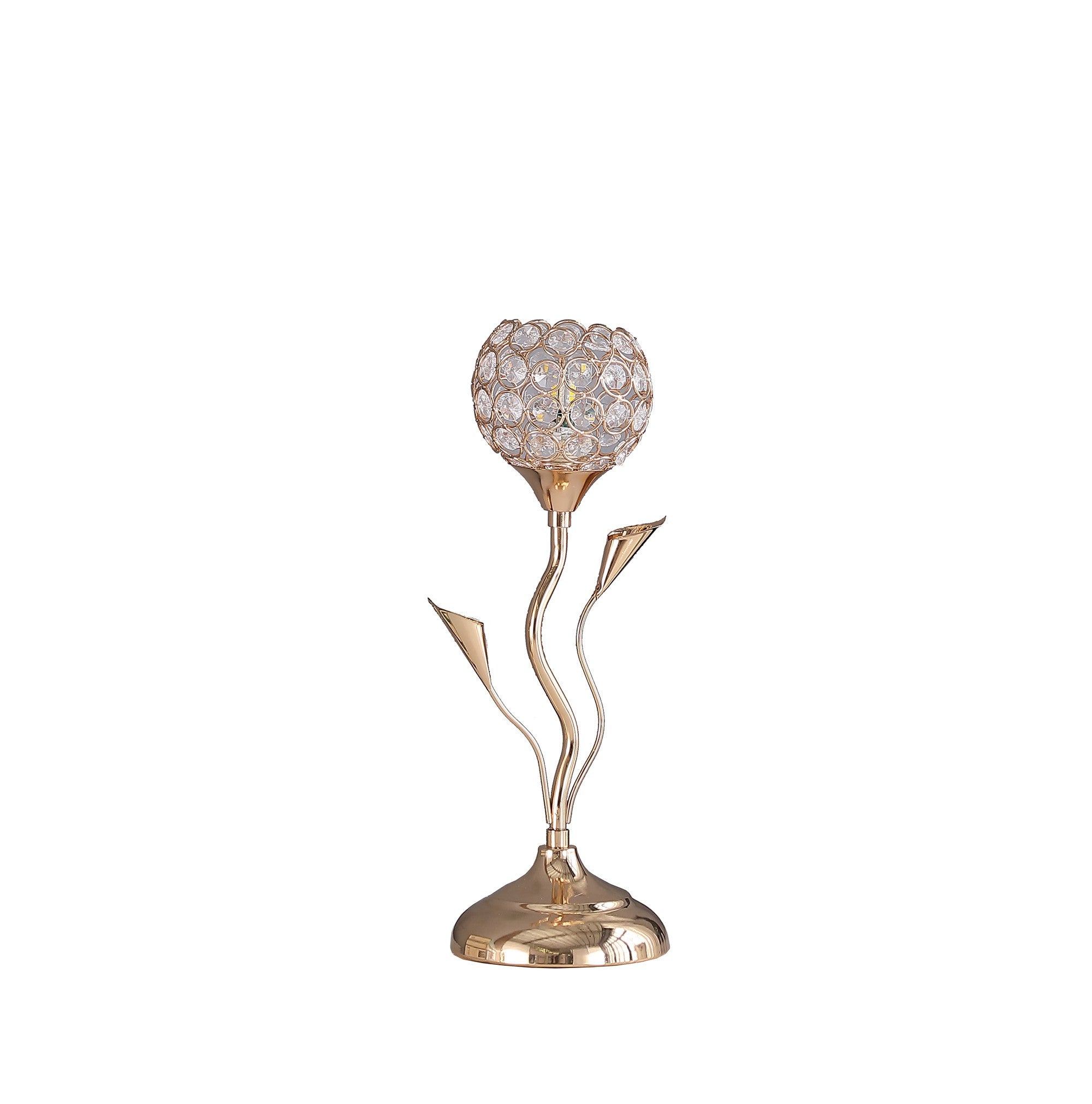14" Gold Bedside Table Lamp With Clear Novelty Shade - Homeroots - Flyclothing LLC
