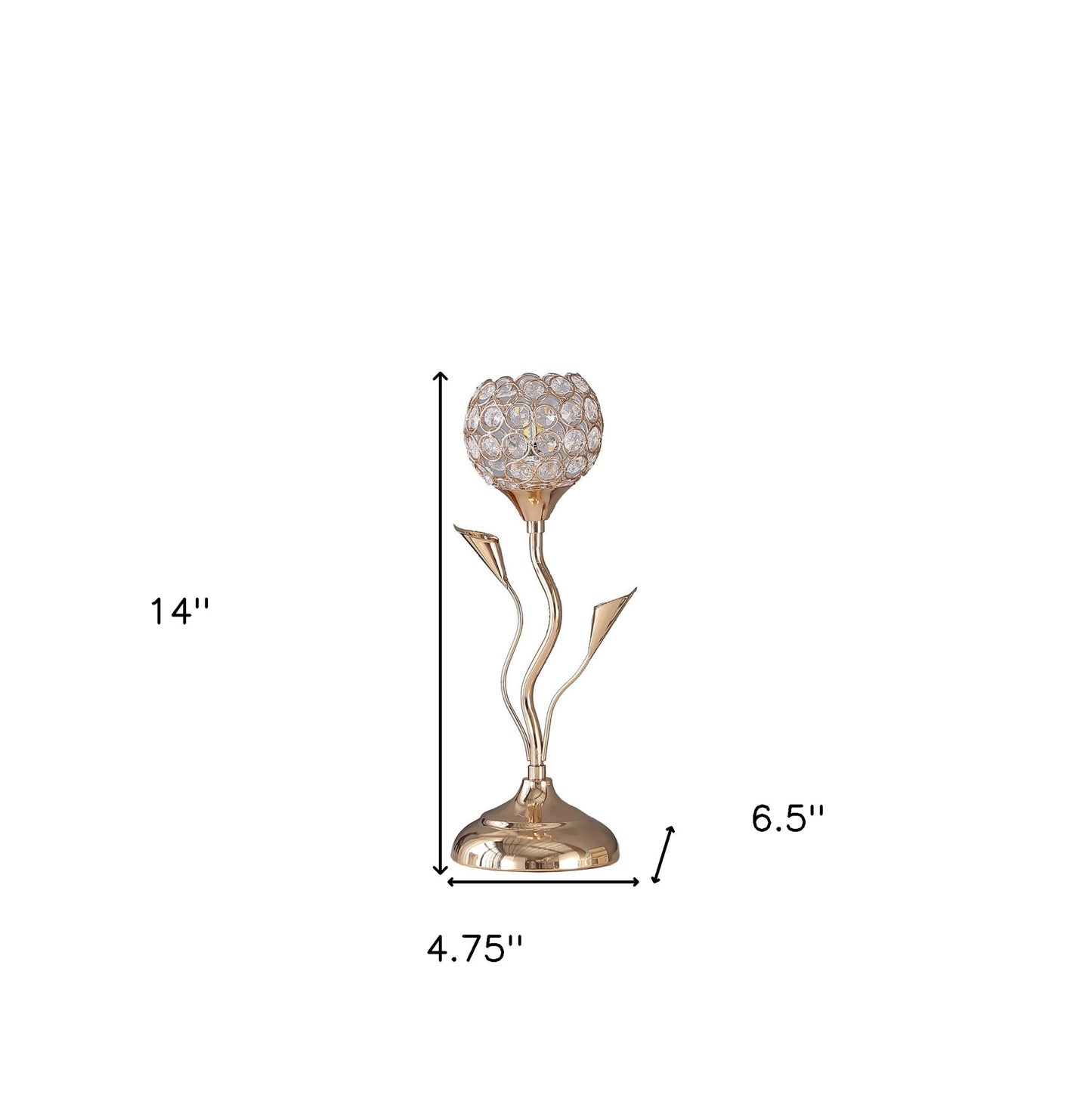 14" Gold Bedside Table Lamp With Clear Novelty Shade - Homeroots - Flyclothing LLC
