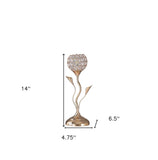 14" Gold Bedside Table Lamp With Clear Novelty Shade - Homeroots - Flyclothing LLC