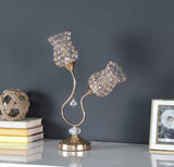 19" Gold Two Light Bedside Table Lamp With Clear Novelty Shade - Homeroots - Flyclothing LLC