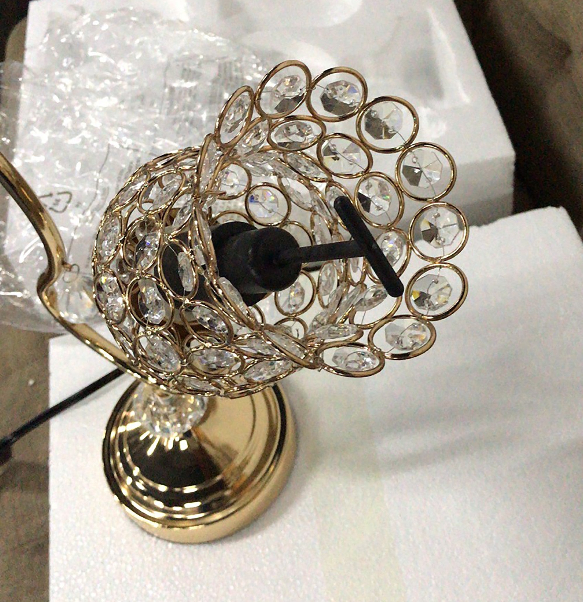 19" Gold Two Light Bedside Table Lamp With Clear Novelty Shade - Homeroots - Flyclothing LLC