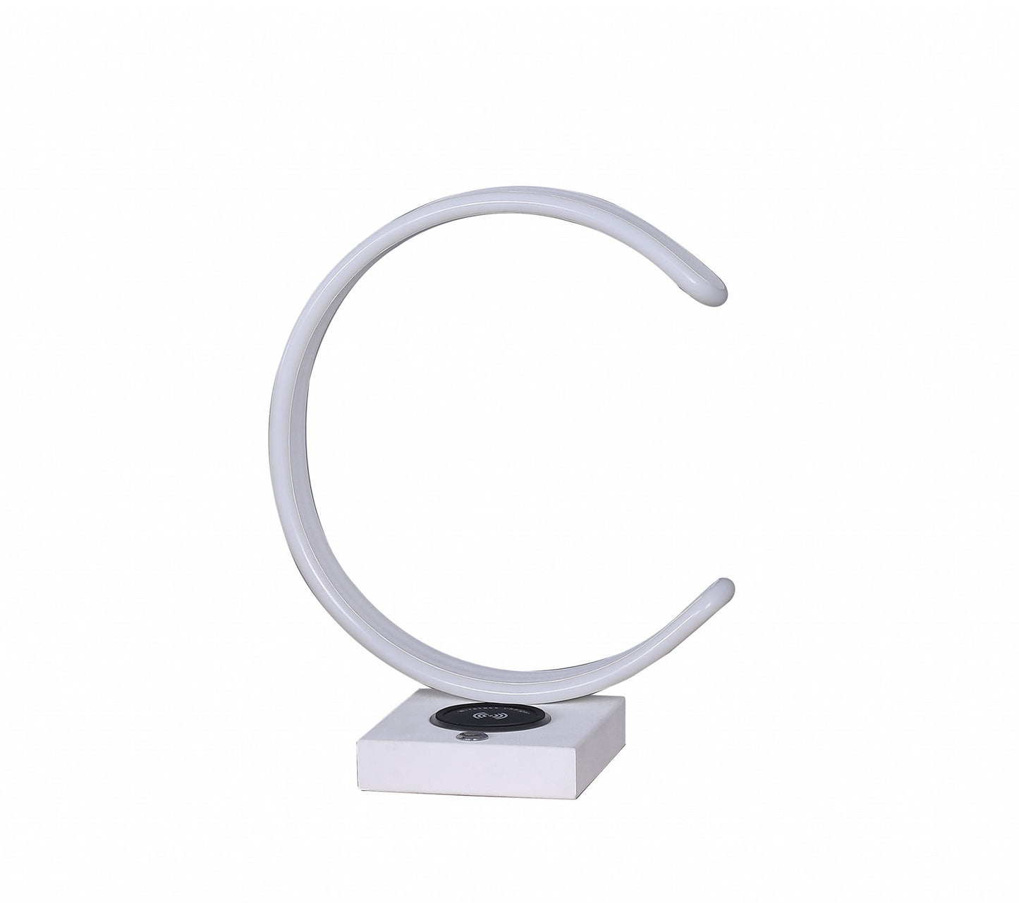 14" White Metal LED with USB Wireless Charger Table Lamp - Homeroots - Flyclothing LLC
