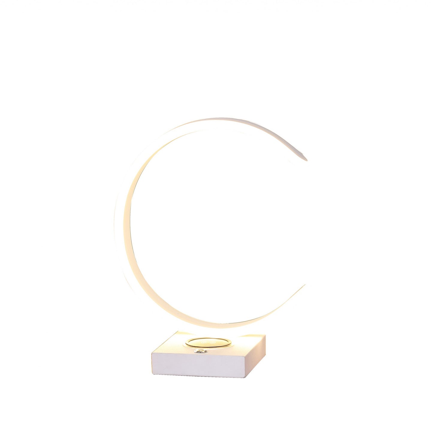 14" White Metal LED with USB Wireless Charger Table Lamp - Homeroots - Flyclothing LLC