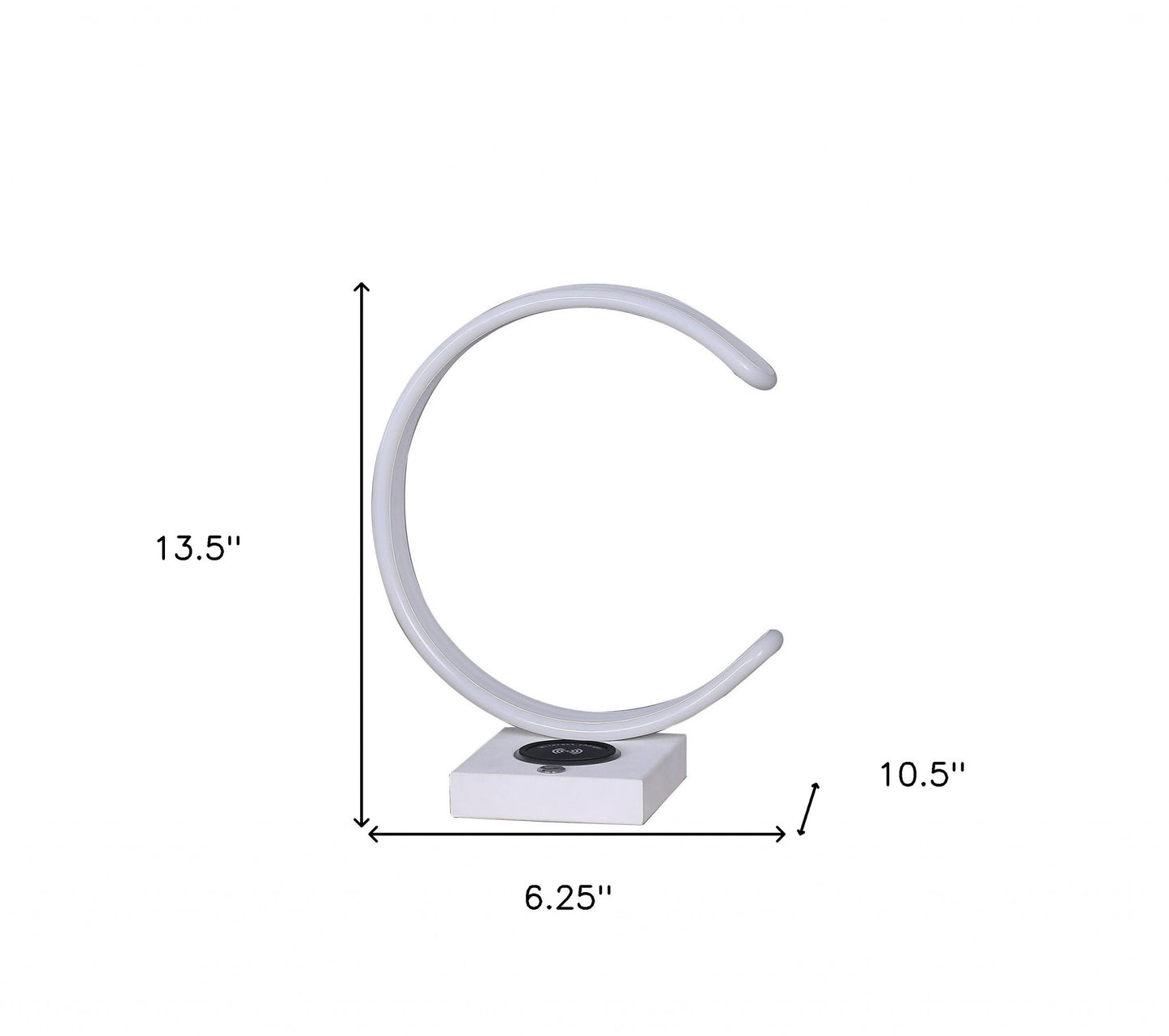 14" White Metal LED with USB Wireless Charger Table Lamp - Homeroots - Flyclothing LLC