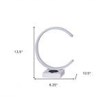 14" White Metal LED with USB Wireless Charger Table Lamp - Homeroots - Flyclothing LLC