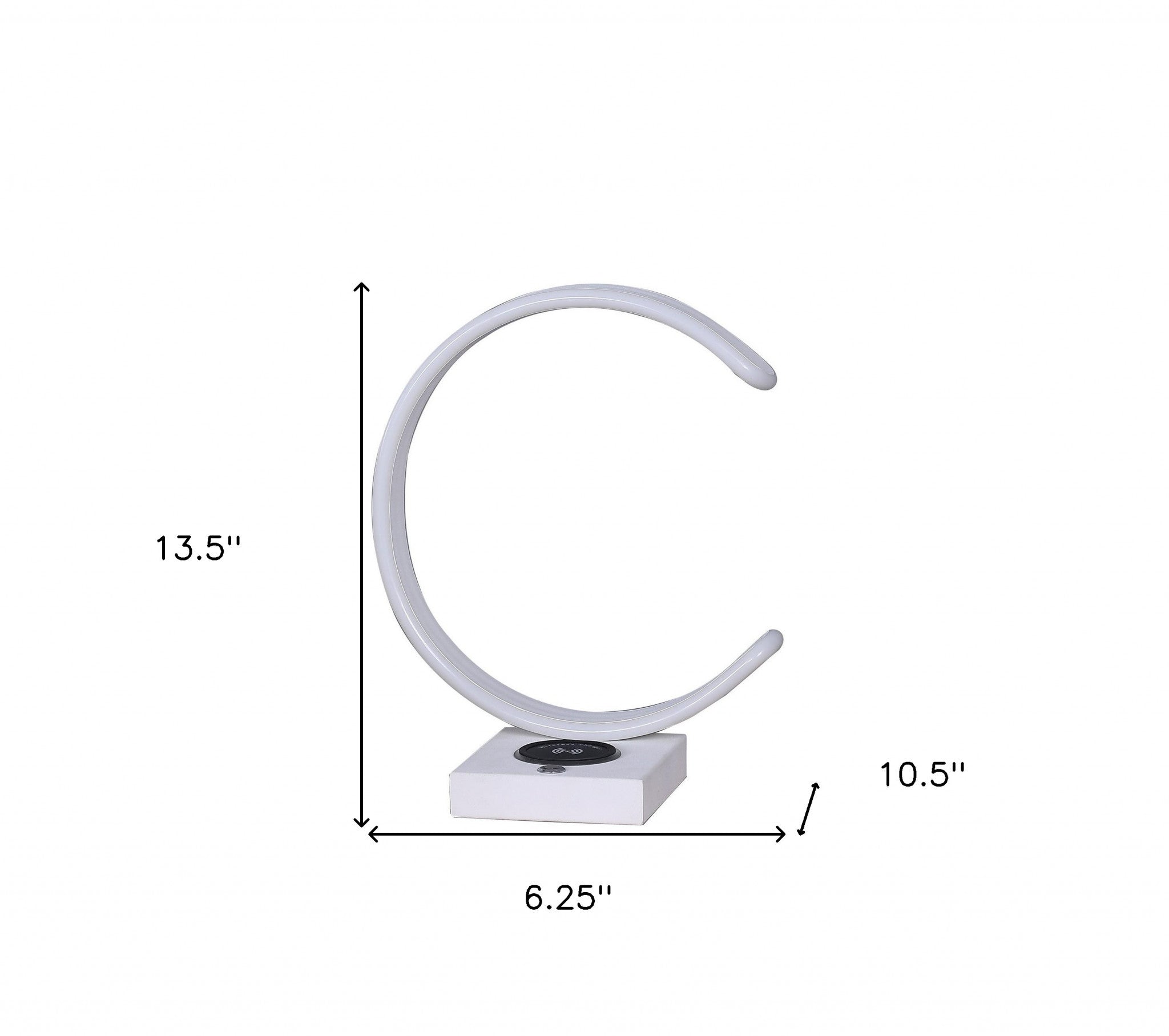 14" White Metal LED with USB Wireless Charger Table Lamp - Homeroots - Flyclothing LLC