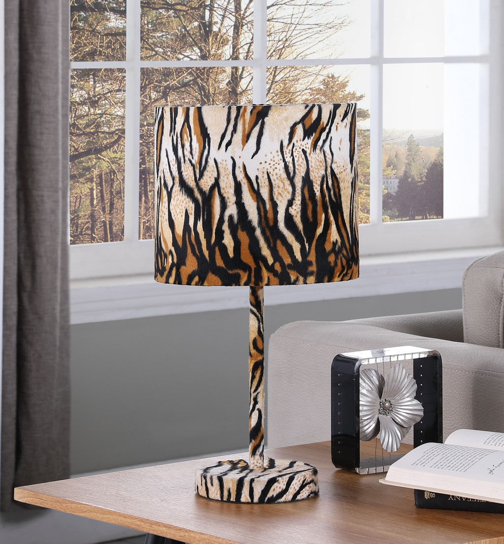 19" Brown And Black Bedside Table Lamp With Brown And Black Drum Shade - Homeroots - Flyclothing LLC