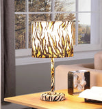 19" Brown And Black Bedside Table Lamp With Brown And Black Drum Shade - Homeroots