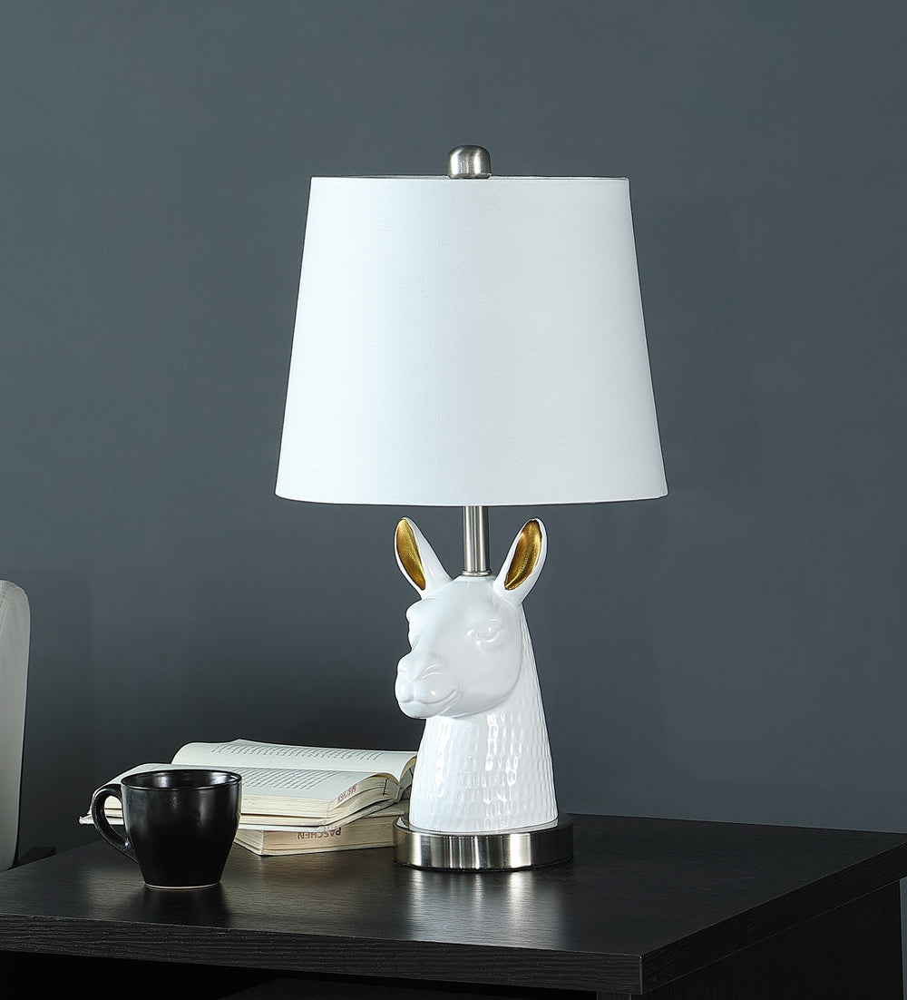 21" Silver Bedside Table Lamp With White Empire Shade - Homeroots - Flyclothing LLC