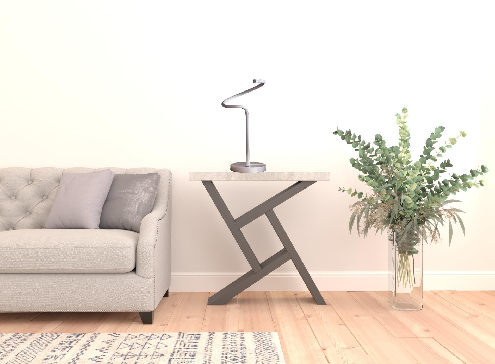 18" White Curvy Spiral LED Table Lamp - Homeroots - Flyclothing LLC