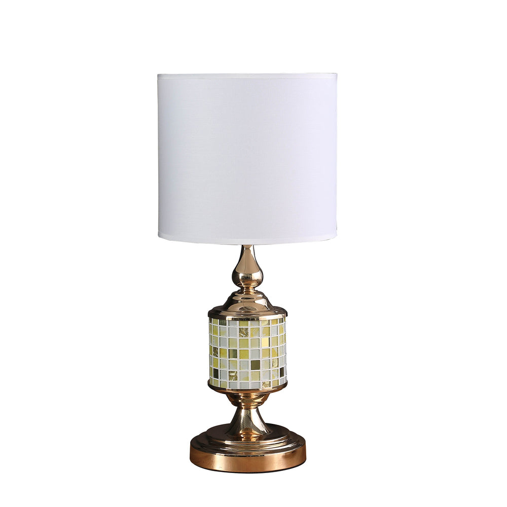 23" Gold Bedside Table Lamp With White Drum Shade - Homeroots