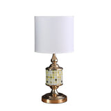 23" Gold Bedside Table Lamp With White Drum Shade - Homeroots