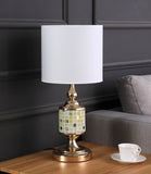 23" Gold Bedside Table Lamp With White Drum Shade - Homeroots