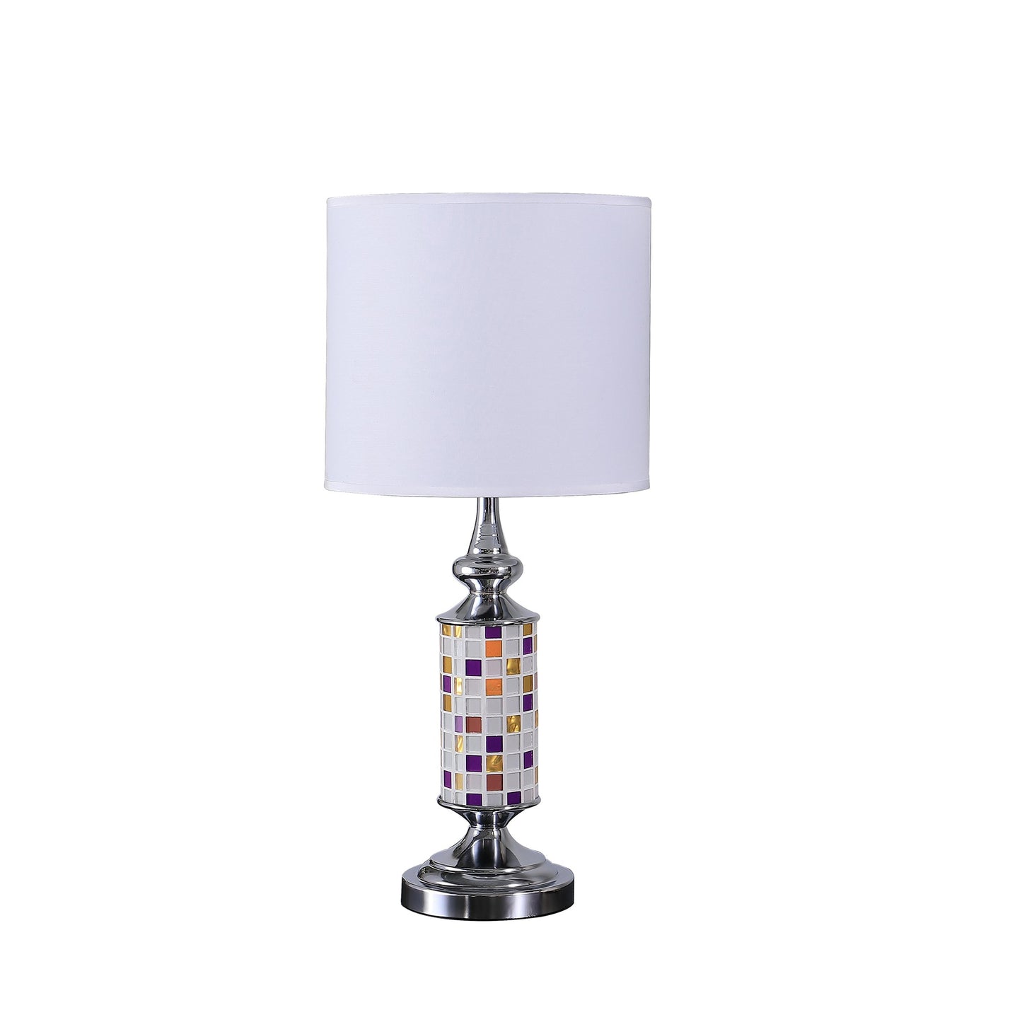 24" Silver Bedside Table Lamp With White Drum Shade - Homeroots - Flyclothing LLC