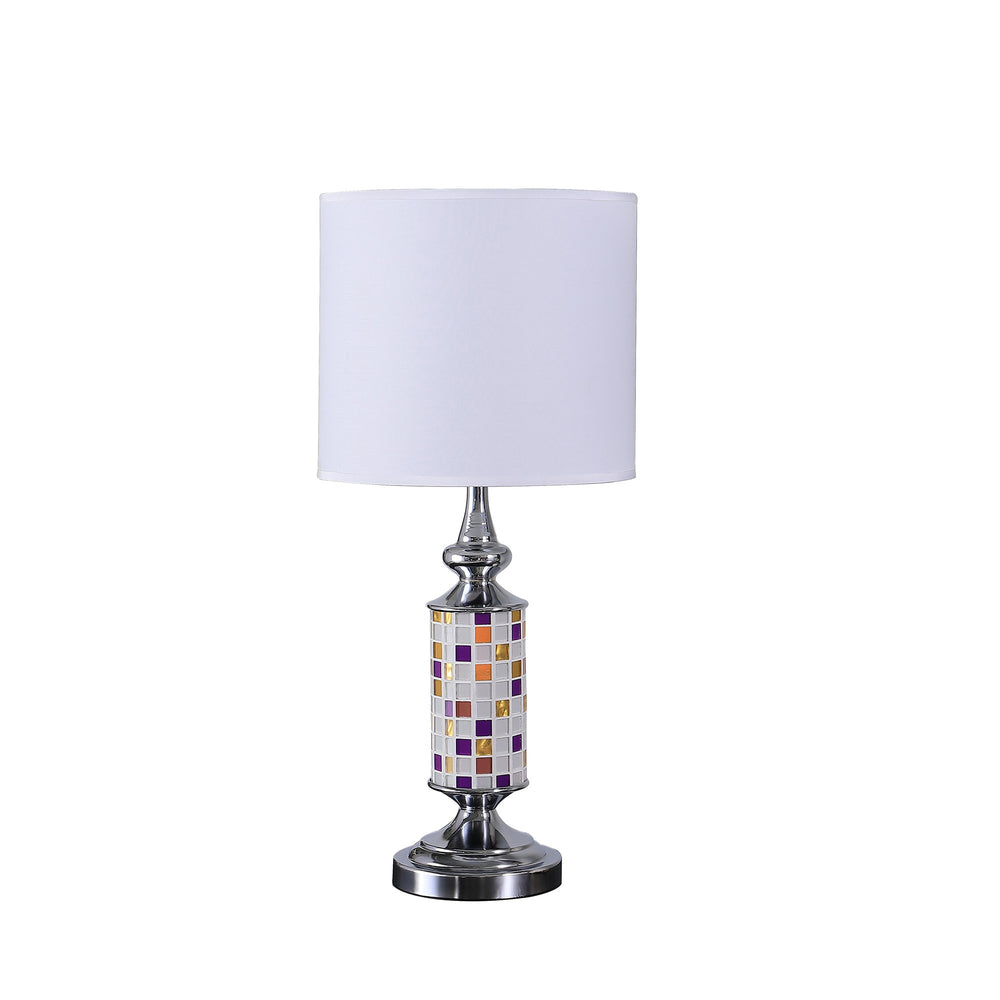 24" Silver Bedside Table Lamp With White Drum Shade - Homeroots