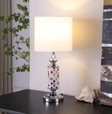 24" Silver Bedside Table Lamp With White Drum Shade - Homeroots