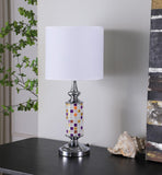 24" Silver Bedside Table Lamp With White Drum Shade - Homeroots
