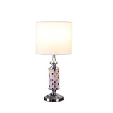 24" Silver Bedside Table Lamp With White Drum Shade - Homeroots - Flyclothing LLC