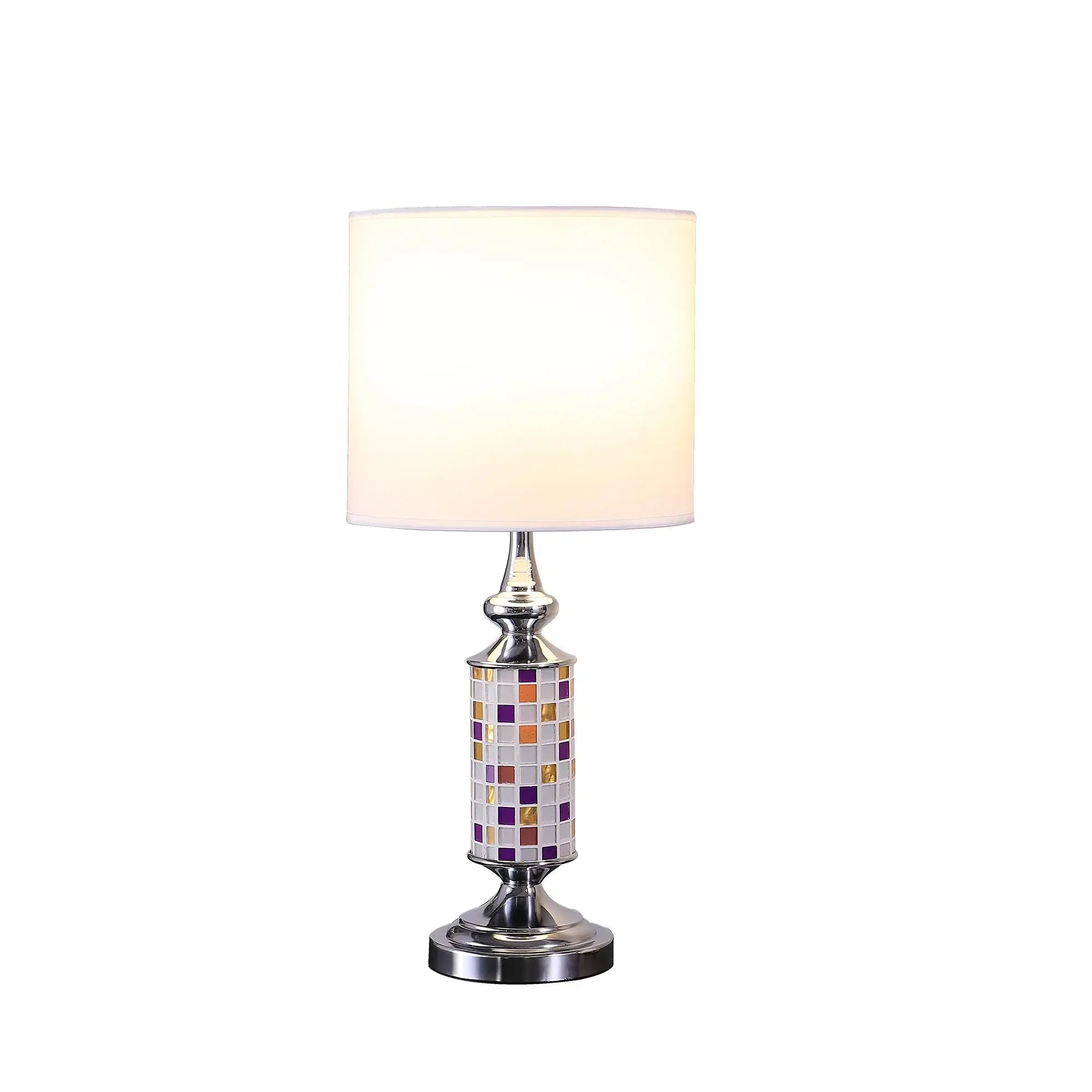 24" Silver Bedside Table Lamp With White Drum Shade - Homeroots - Flyclothing LLC