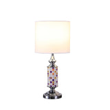 24" Silver Bedside Table Lamp With White Drum Shade - Homeroots