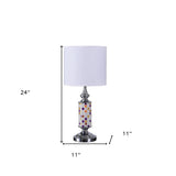 24" Silver Bedside Table Lamp With White Drum Shade - Homeroots - Flyclothing LLC