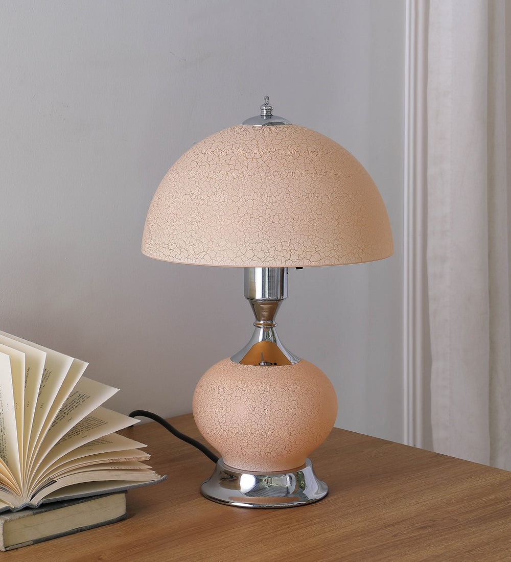 24" Silver Bedside Led Table Lamp With Pink Bowl Shade - Homeroots