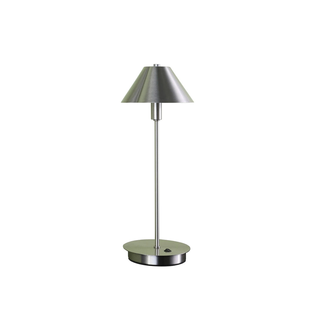 18" Silver Metal Bedside Table Lamp With Silver Cone Shade - Homeroots