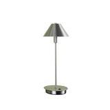 18" Silver Metal Bedside Table Lamp With Silver Cone Shade - Homeroots