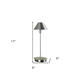18" Silver Metal Bedside Table Lamp With Silver Cone Shade - Homeroots - Flyclothing LLC