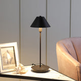 18" Black Metal Bedside Table Lamp With Black Cone Shade - Homeroots