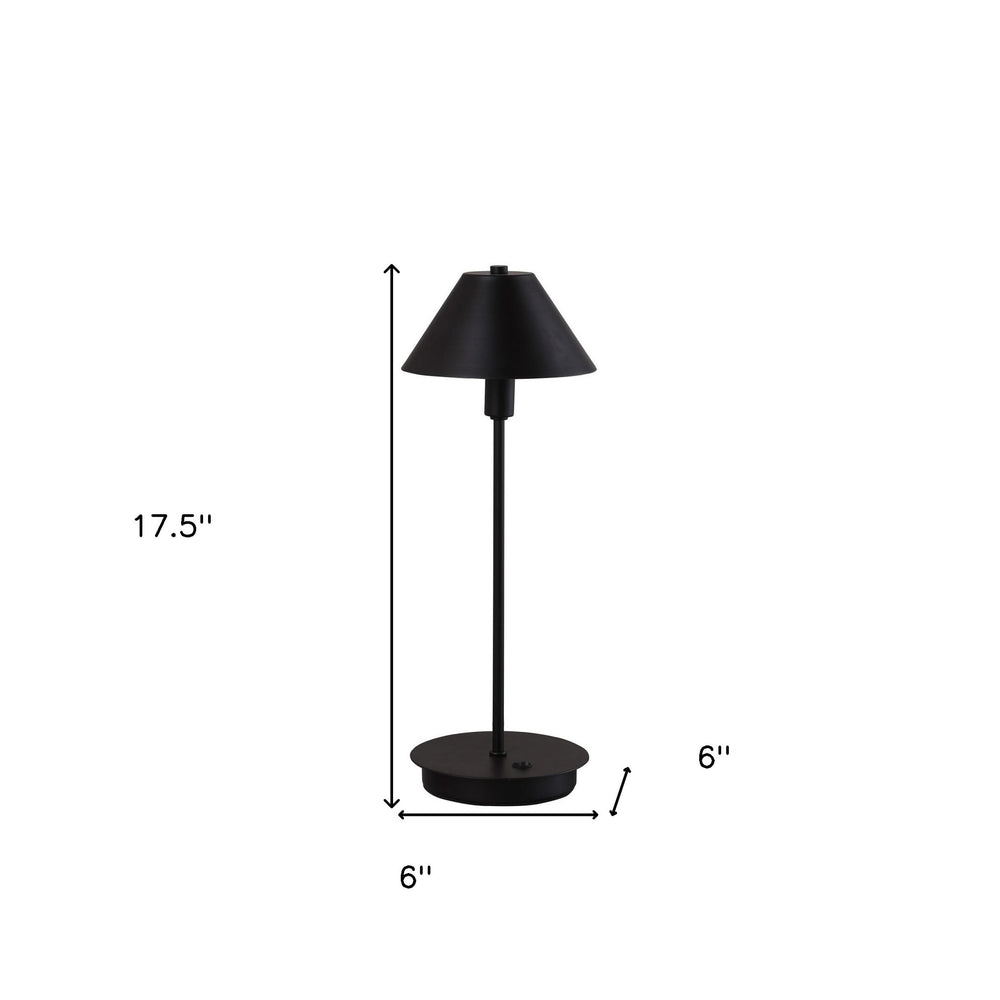 18" Black Metal Bedside Table Lamp With Black Cone Shade - Homeroots - Flyclothing LLC