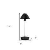 18" Black Metal Bedside Table Lamp With Black Cone Shade - Homeroots - Flyclothing LLC
