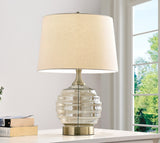 23" Off-White Metal Bedside Table Lamp With Off-White Shade - Homeroots - Flyclothing LLC