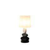19" Black Gray and White Metal Table Lamp With White Drum Shade - Homeroots