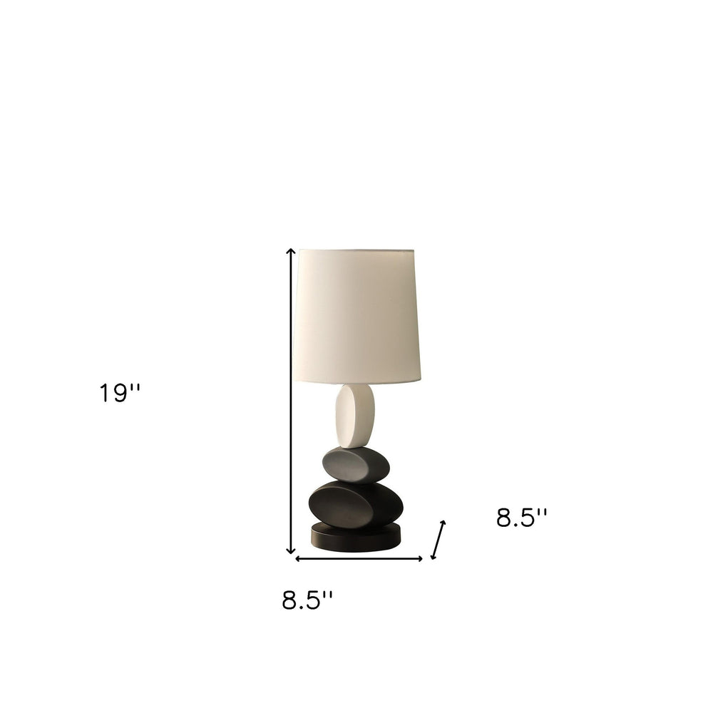 19" Black Gray and White Metal Table Lamp With White Drum Shade - Homeroots - Flyclothing LLC