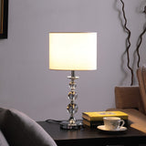 20" Silver Bedside Table Lamp With White Drum Shade - Homeroots
