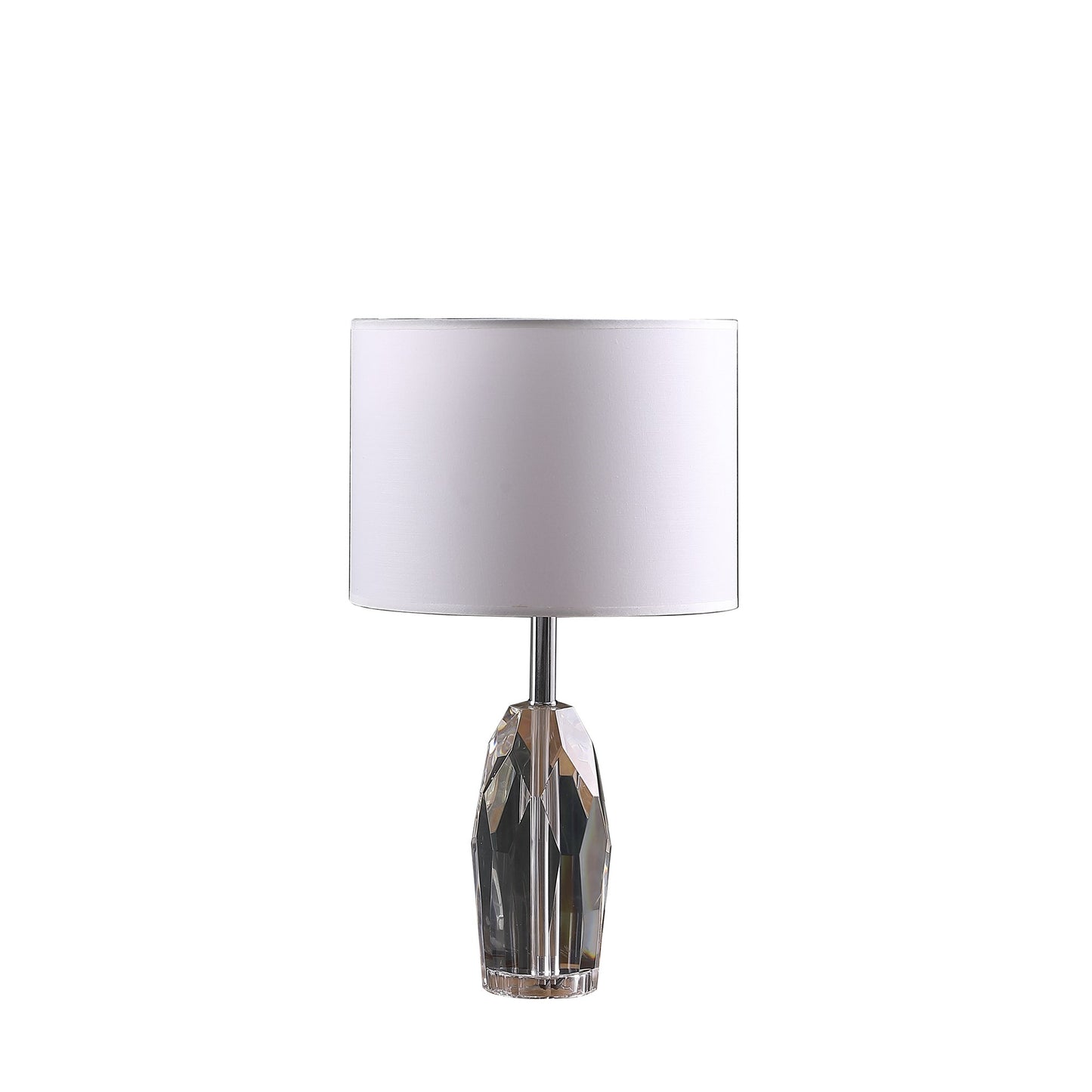 19" Chrome and Faceted Crystal Urn Table Lamp With White Drum Shade - Homeroots - Flyclothing LLC