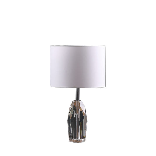 19" Chrome and Faceted Crystal Urn Table Lamp With White Drum Shade - Homeroots