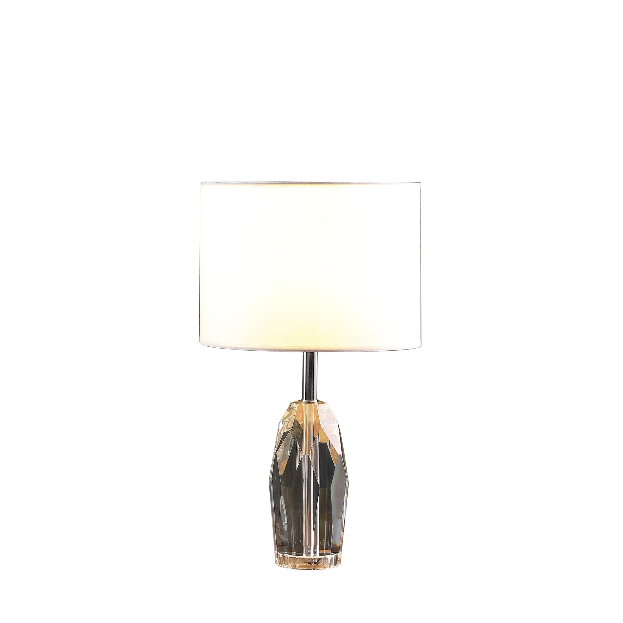 19" Chrome and Faceted Crystal Urn Table Lamp With White Drum Shade - Homeroots - Flyclothing LLC