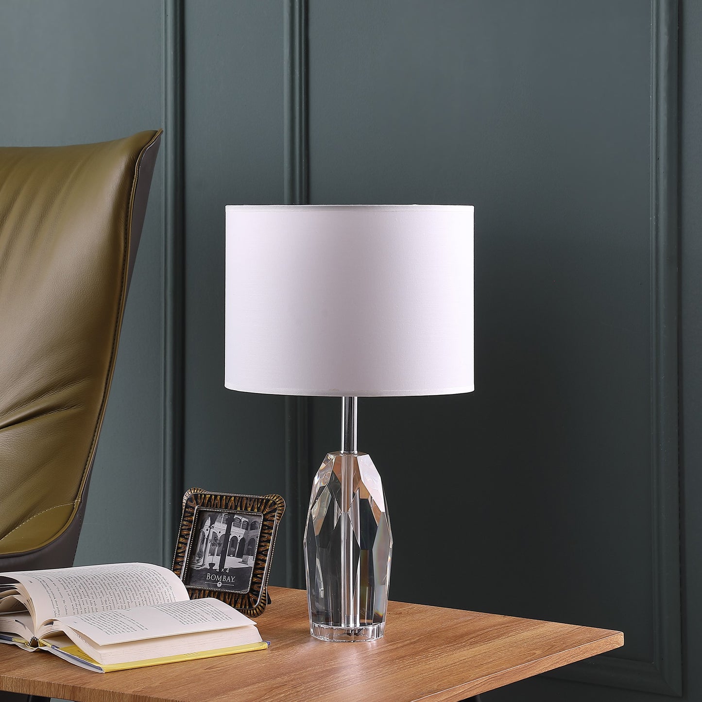 19" Chrome and Faceted Crystal Urn Table Lamp With White Drum Shade - Homeroots - Flyclothing LLC