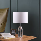 19" Chrome and Faceted Crystal Urn Table Lamp With White Drum Shade - Homeroots - Flyclothing LLC